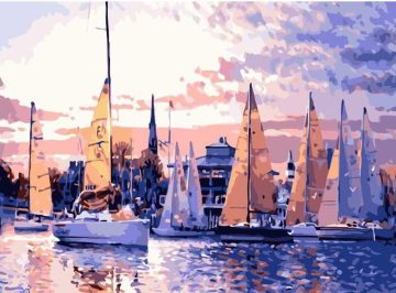 Tourist Boats Seascape Paint By Numbers