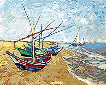Fishing Boats Saintes Maries By Van Gogh Seascape Paint By Numbers