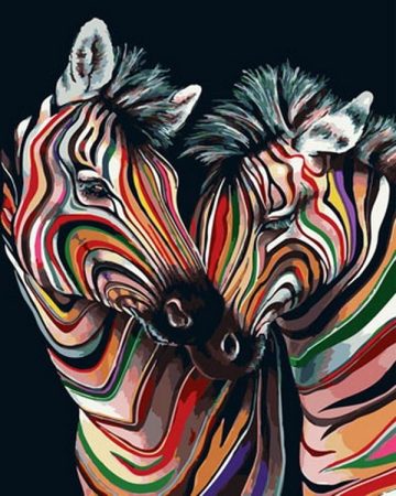 Colorful Zebra Couple Animals Paint By Numbers