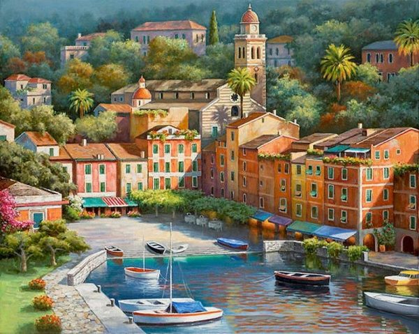 Italian Village Harbour paint by numbers