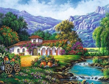 Beautiful Country House Landscape Paint By Numbers