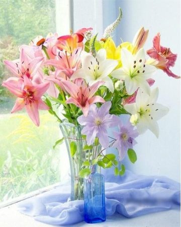 Colored Flowers  Flowers Paint By Numbers