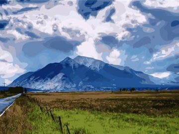 Road Towards a Mountain Landscape Paint By Numbers