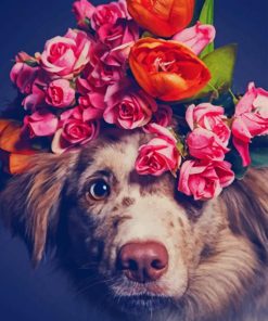 Dog With Flower Crown paint by numbers