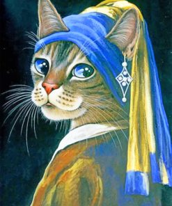 Cat With Pearl Earring Paint by numbers