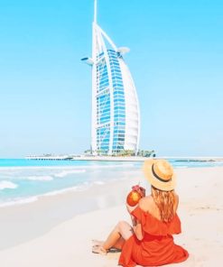 Girl Spending Her Time Looking At Burj Al Arab Paint by numbers