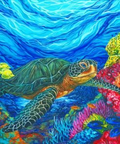 Turtles In coral Reef paint by numbers