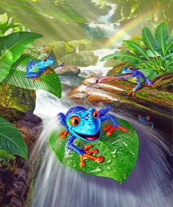 Frogs In Waterfall Paint by numbers