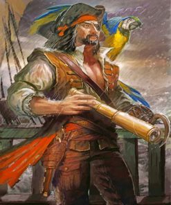 Pirate With Parrot Paint by numbers