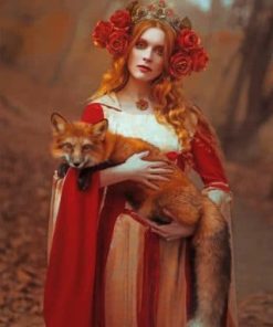 Fox And Woman Paint by numbers