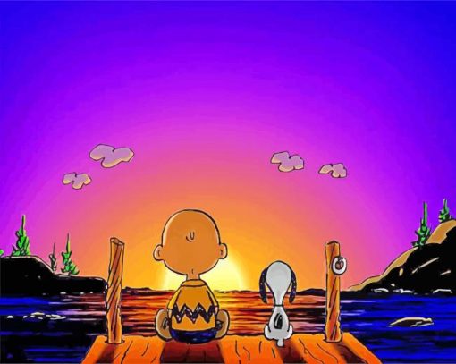 Snoopy And Charlie At Sunset paint by number