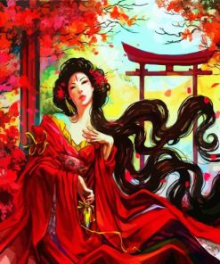 Anime Chinese Girl In Kimono Paint By Number