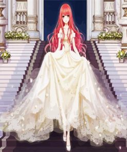 Anime Girl Wearing Ball Gown Dress paint by numbers