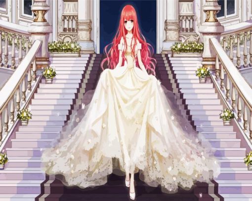 Anime Girl Wearing Ball Gown Dress paint by numbers