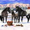 Appaloosa Horses in Snow paint by numbers