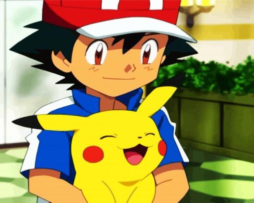 Ash and Pikachu paint by numbers