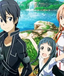 Asuna and Sao Kirito and Yui paint by numbers