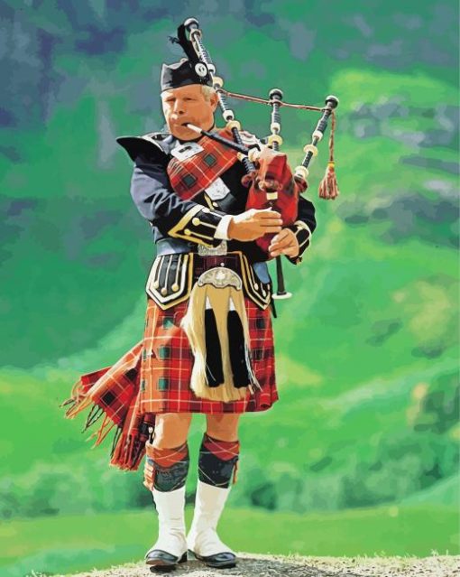 Musician Playing Bagpipes In The Highlands Paint By Number