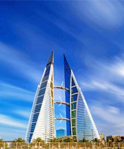 Bahrain Trade Centre Skyline Paint By Number