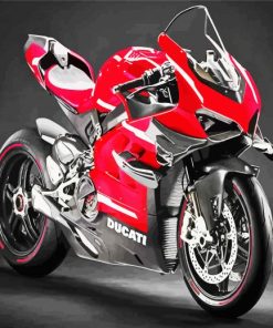 Black And Red Ducati Racing Motorcycle Paint By Number