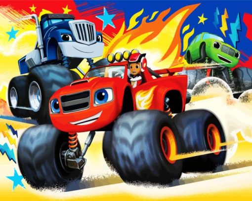 Blaze and The Monster Machines paint by numbers