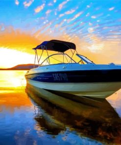 Boat At Sunset Paint By Number