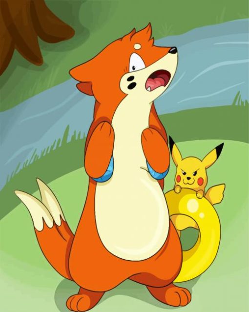 Buizel And Pikachu paint by numbers