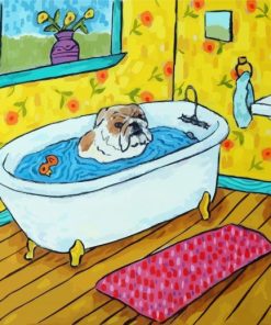 Bulldog in Tub paint by numbers