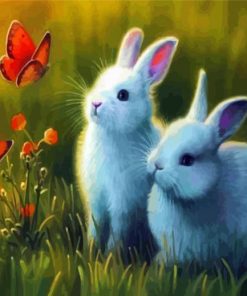 Bunnies and Butterfly paint by numbers