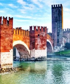 Castelvecchio Bridge Verona paint by numbers