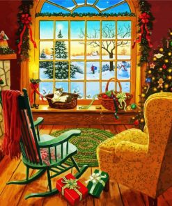 Christmas Celebration Fireplace paint by numbers