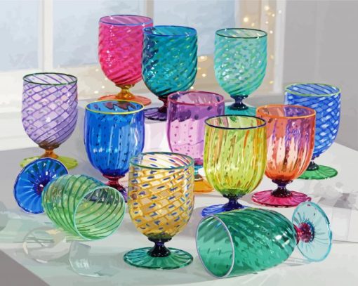 Colorful Glassware paint by numbers