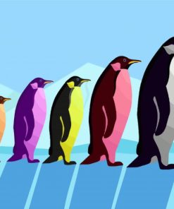 Colored Penguins Paint By Number