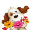 Dog Holding A Flower Paint By Number