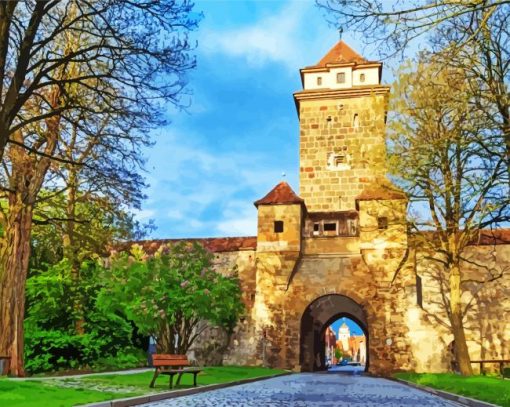 Gallows Gate Rothenburg Ob Der Tauber Town Germany Paint by numbers