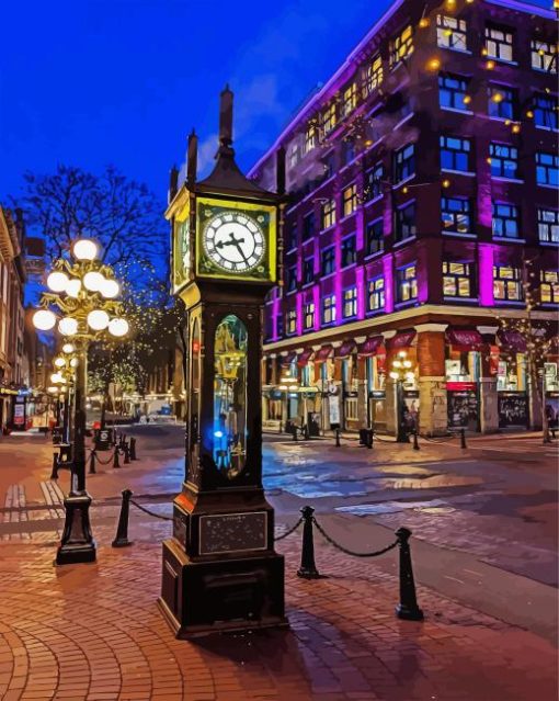 Gastown Steam Clock Vancouver paint by numbers