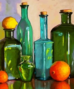 Glass Bottles and Lemons paint by numbers