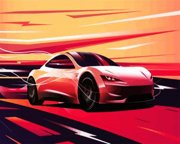 Illustration Tesla Car paint by numbers