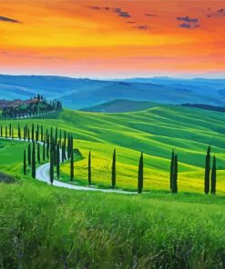 Italian Tuscany Cypress Trees paint by numbers