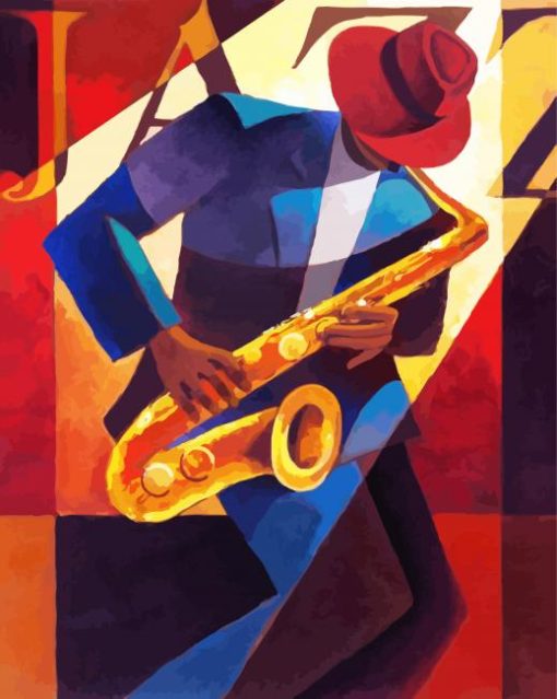 Jazz Saxophone Player paint by numbers