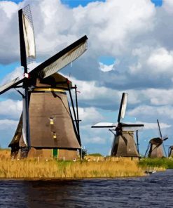 Kinderdijk Windmills paint by numbers