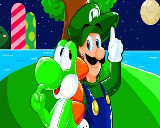 Luigi and Yoshi paint by numbers