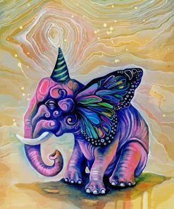 Magical Elephant With ButterFly Ears Paint By Number