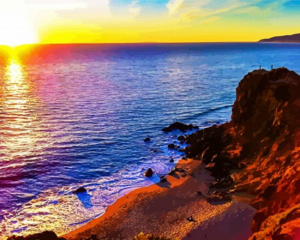 Malibu Beach at Sunset paint by numbers