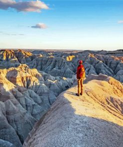 Man on The Top of Badlands National Park paint by number