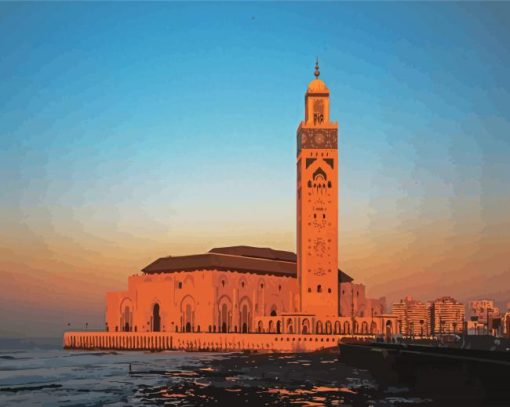 Morocco Hassan II Mosque paint by numbers