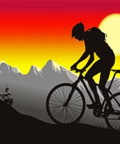 Mountain Biker Silhouette paint by numbers