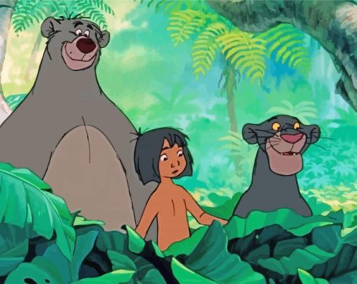 Mowgli And Bagheera And Baloo paint by numbers