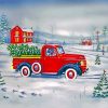 Old Truck with a Christmas Tree in The Back paint by numbers