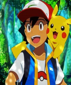 Pikachu with Ash Animation paint by numbers